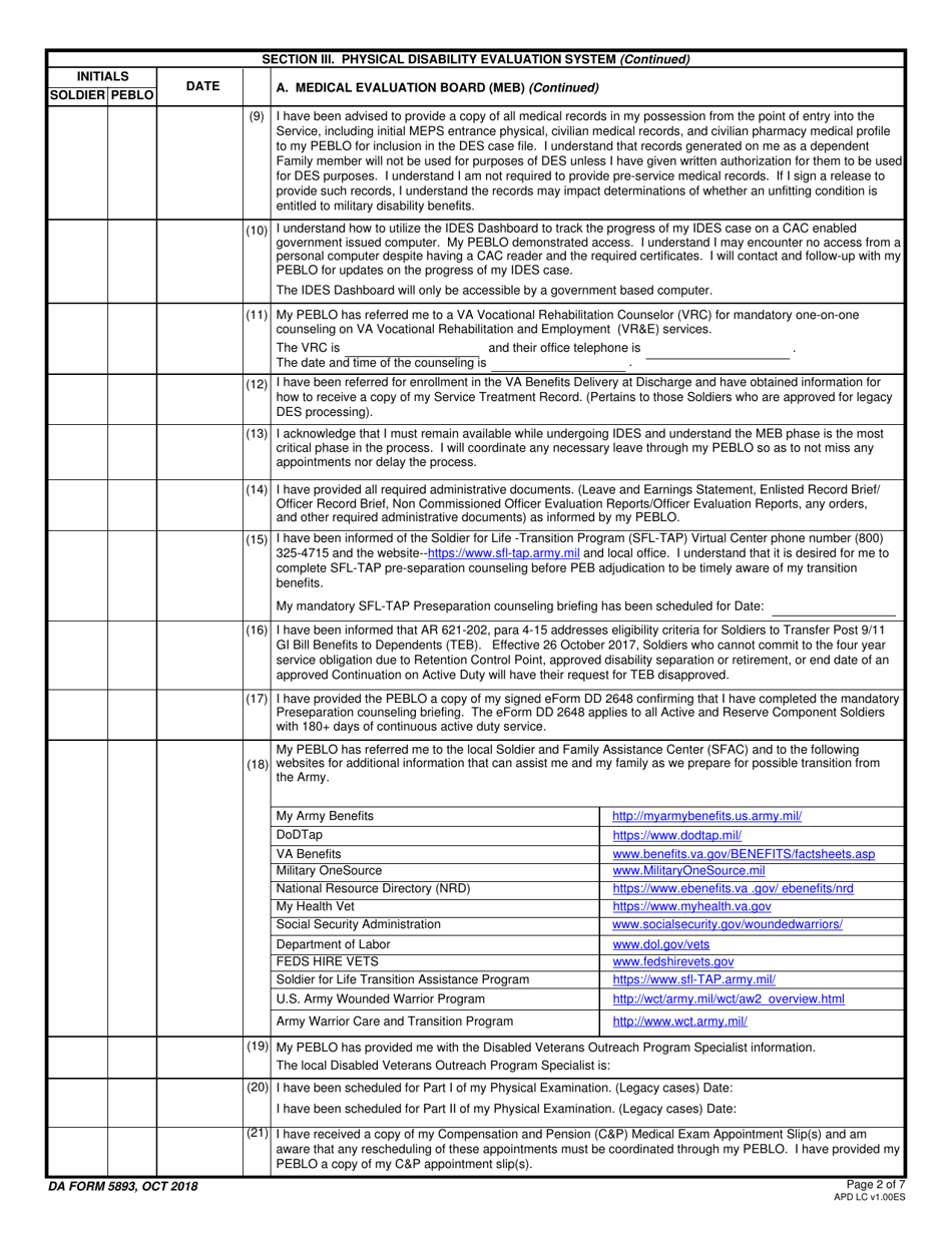 DA Form 5893 Download Fillable PDF Or Fill Online Soldier's Medical ...