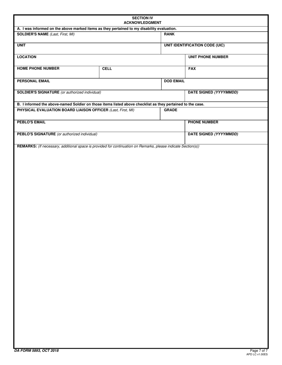 DA Form 5893 Soldiers Medical Evaluation Board / Physical Evaluation Board Counseling Checklist, Page 7