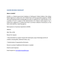 Document preview: Caivrs Review Checklist