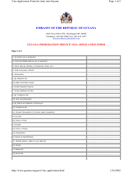 Document preview: Guyana Visa Application Form - Embassy of the Republic of Guyana - Washington