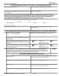 Form SSA-1724-F4 &quot;Claim for Amounts Due in the Case of a Deceased Beneficiary&quot;