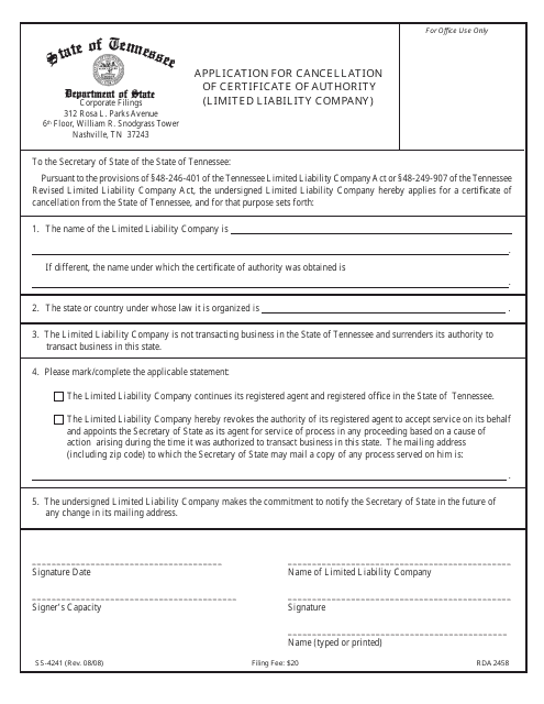 Form SS-4241  Printable Pdf