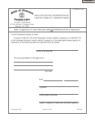 Document preview: Form SS-4228 Application for Reservation of Limited Liability Company Name - Tennessee