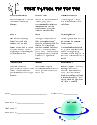 Solar System Tic Tac Toe Activity Sheet and Score Card Template