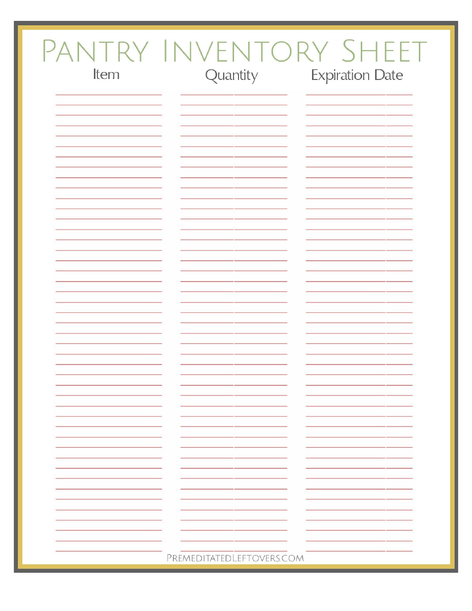 Pantry Inventory Sheet Template Preview Image