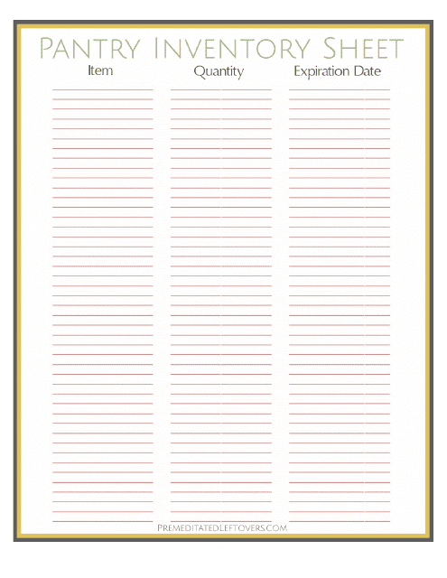 Pantry Inventory Sheet Template Download Printable PDF Templateroller