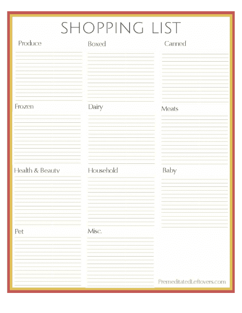 Shopping List Template - Orange and Red