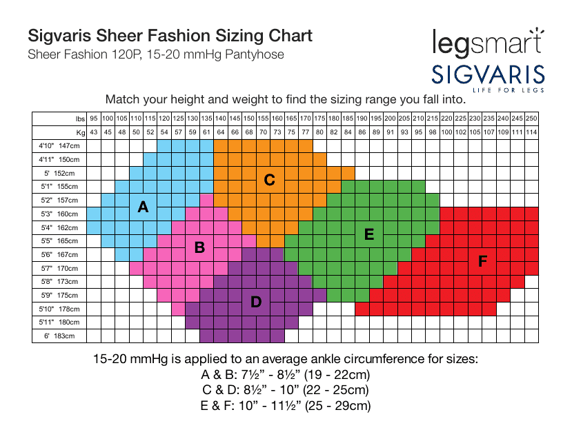 Fashion Pantyhose Size Chart - Legsmart Sigvaris