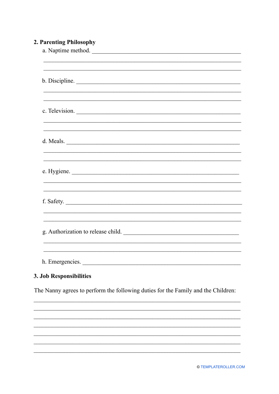 Nanny Contract Template, Page 3