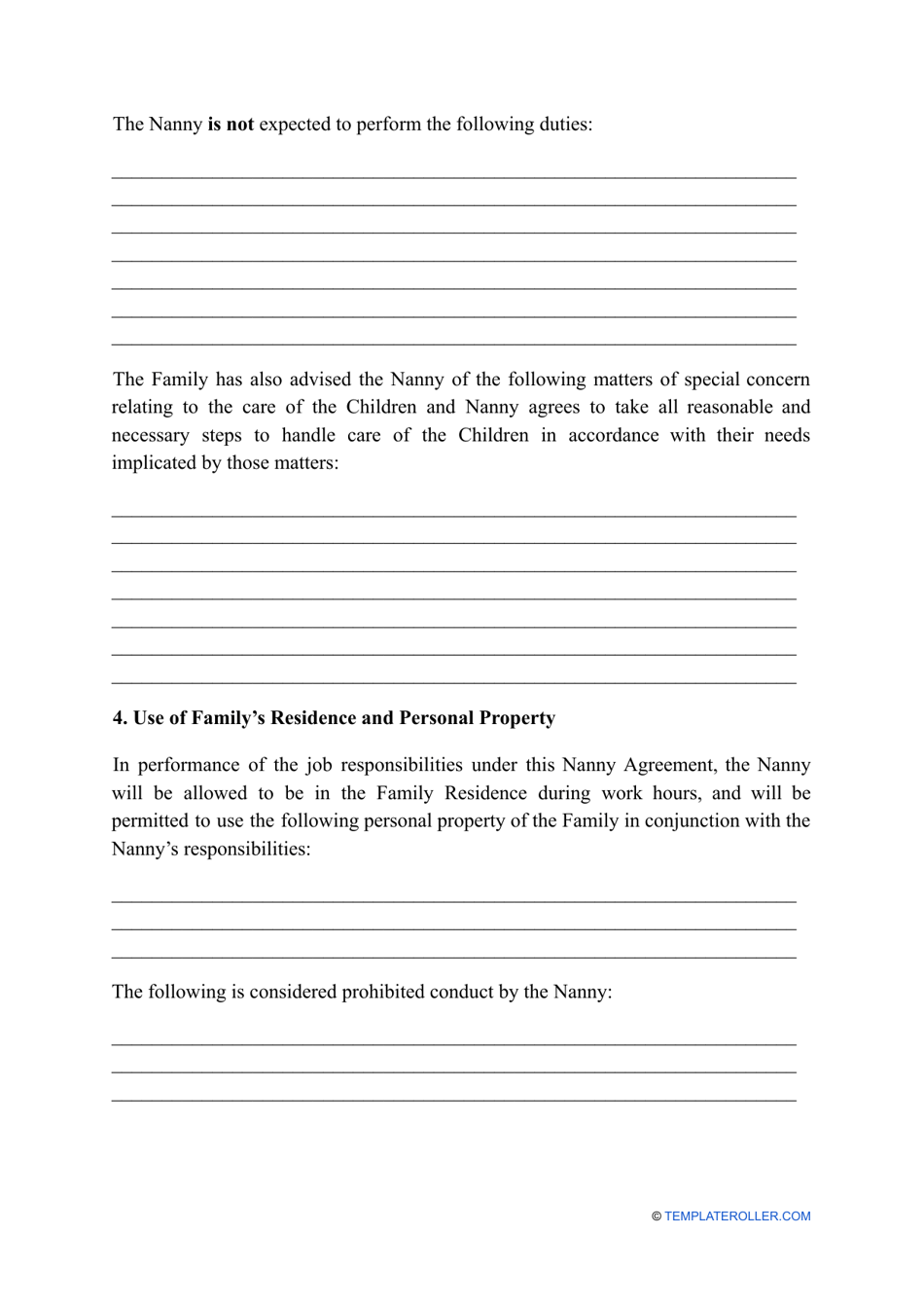 Nanny Contract Template, Page 4
