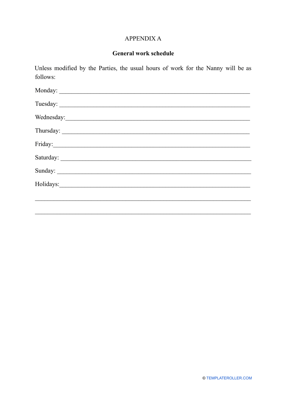 Nanny Contract Template - Fill Out, Sign Online and Download PDF ...