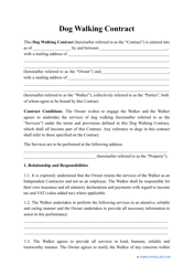 Document preview: Dog Walking Contract Template