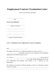 Document preview: Employment Contract Termination Letter Template