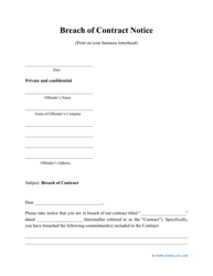 Document preview: Breach of Contract Notice Template