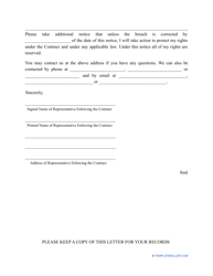 &quot;Breach of Contract Notice Template&quot;, Page 2