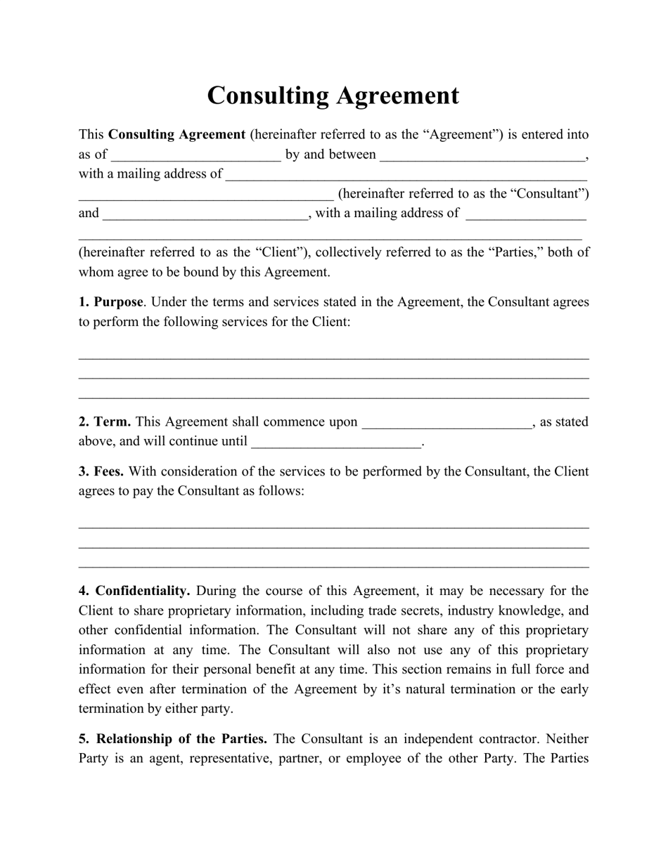 Consulting Agreement Template California