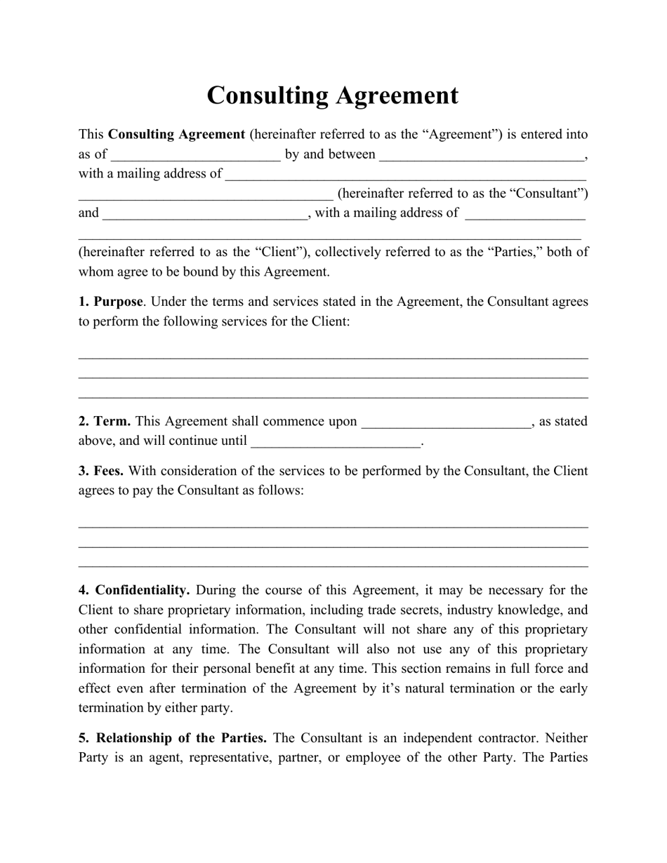 Consulting Agreement Template Free Download FREE PRINTABLE TEMPLATES