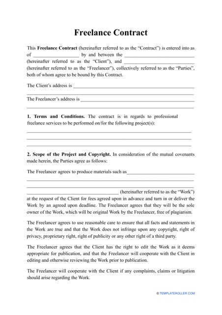 Freelance Contract Template Download Pdf