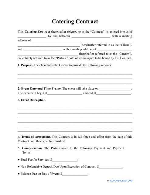 Catering Contract Template Download Pdf