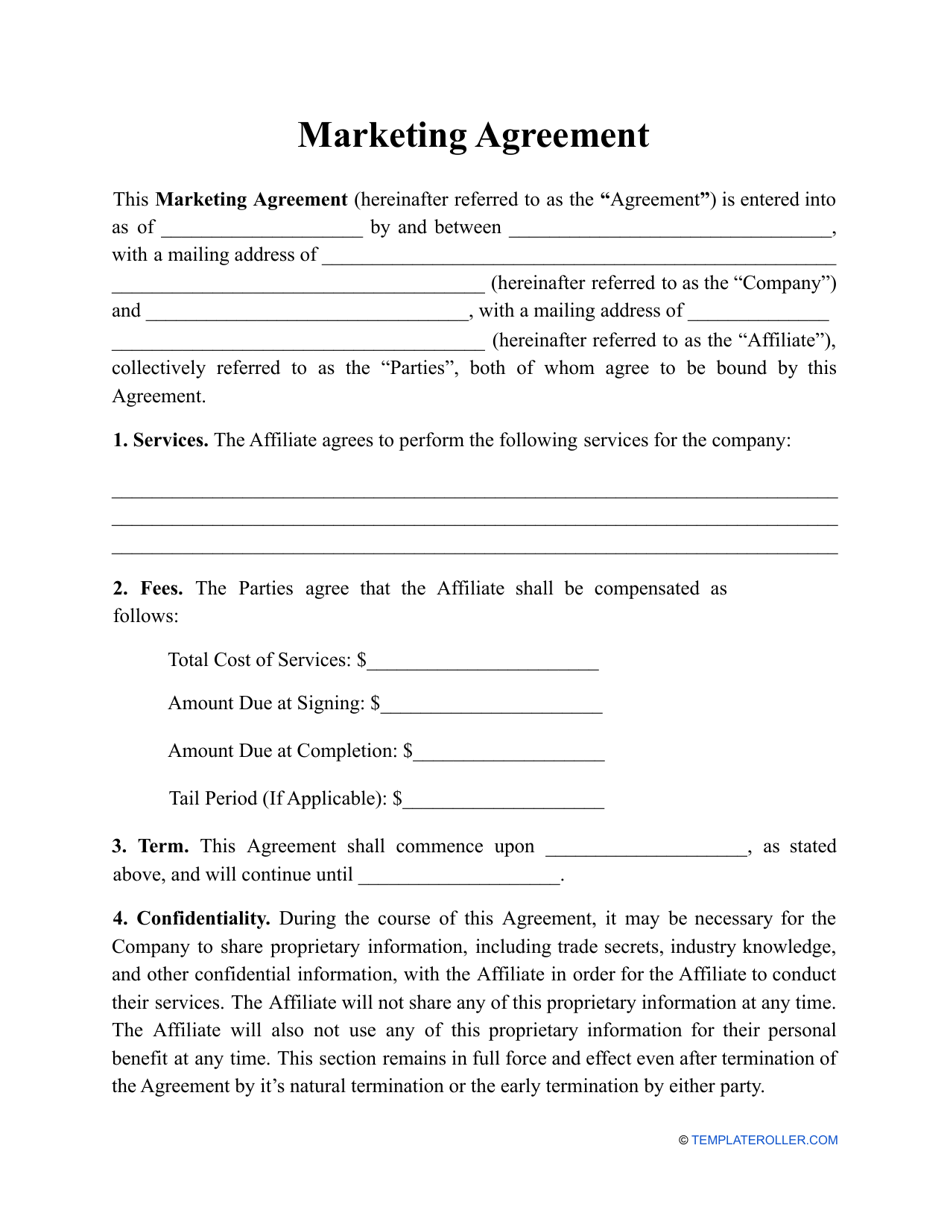 Marketing Agreement Template, Page 1