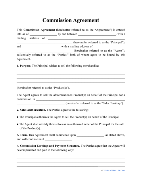 Commission Sales Agent Agreement Template