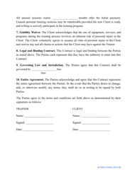 Personal Training Contract Template, Page 2