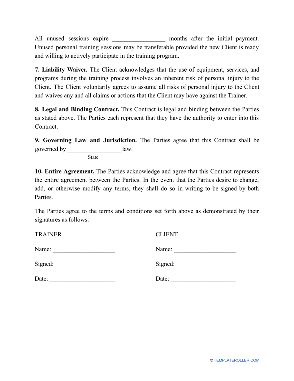 Personal Training Contract Template - Fill Out, Sign Online and ...