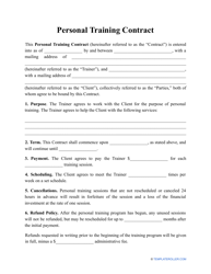 &quot;Personal Training Contract Template&quot;