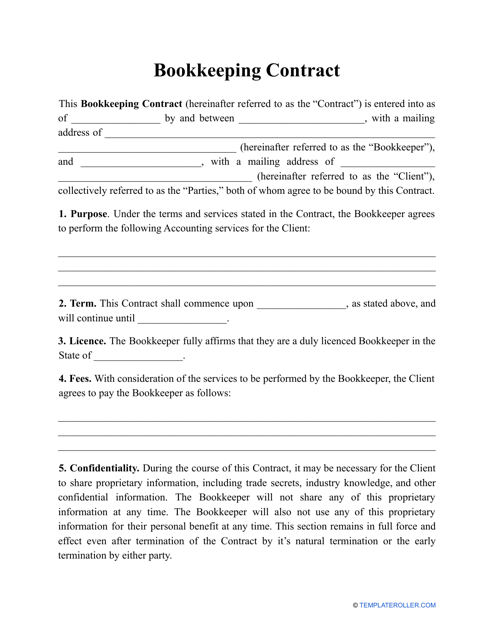 Bookkeeping Contract Template Download Pdf