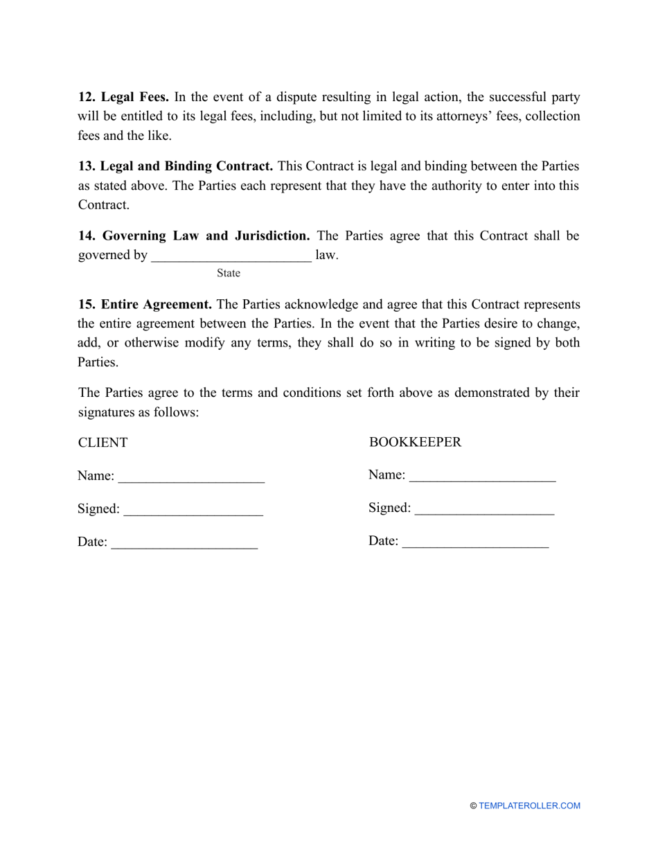 Bookkeeping Contract Template Fill Out, Sign Online and Download PDF