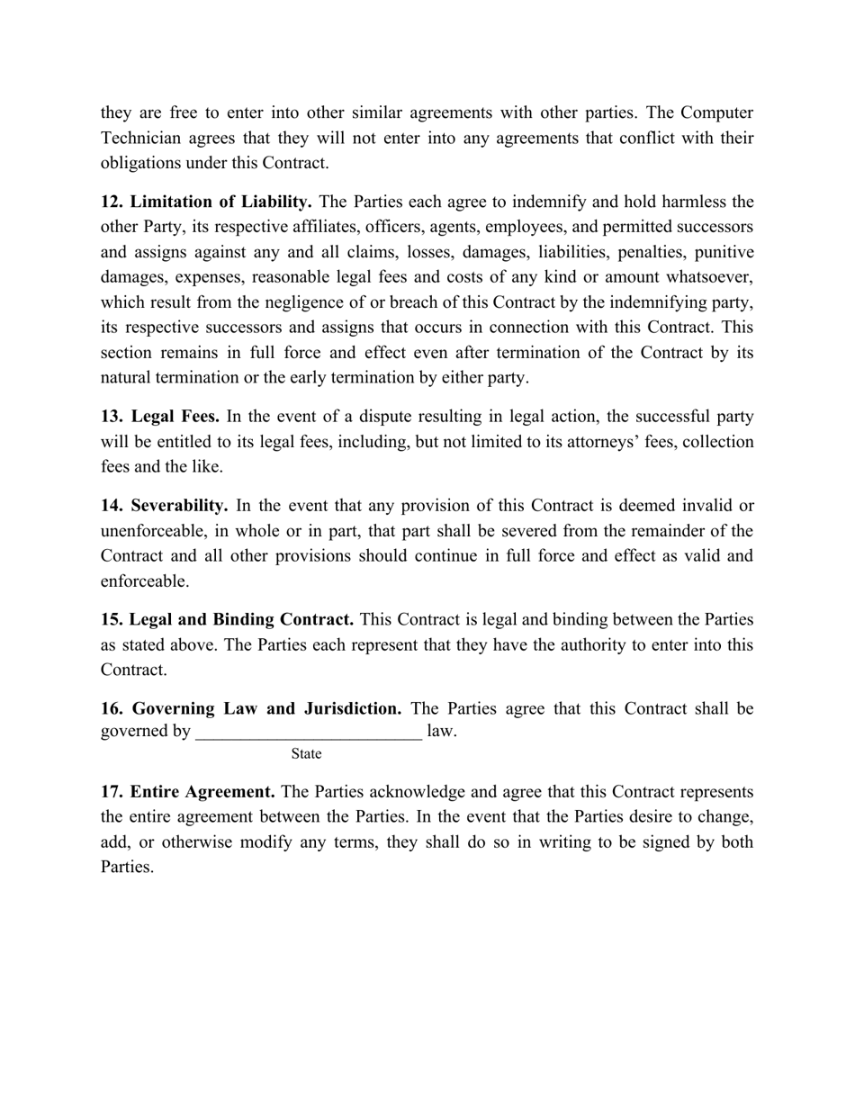 Computer Repair Contract Template, Page 3