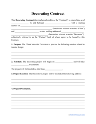Document preview: Decorating Contract Template