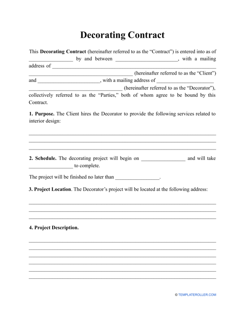 Decorating Contract Template Download Pdf