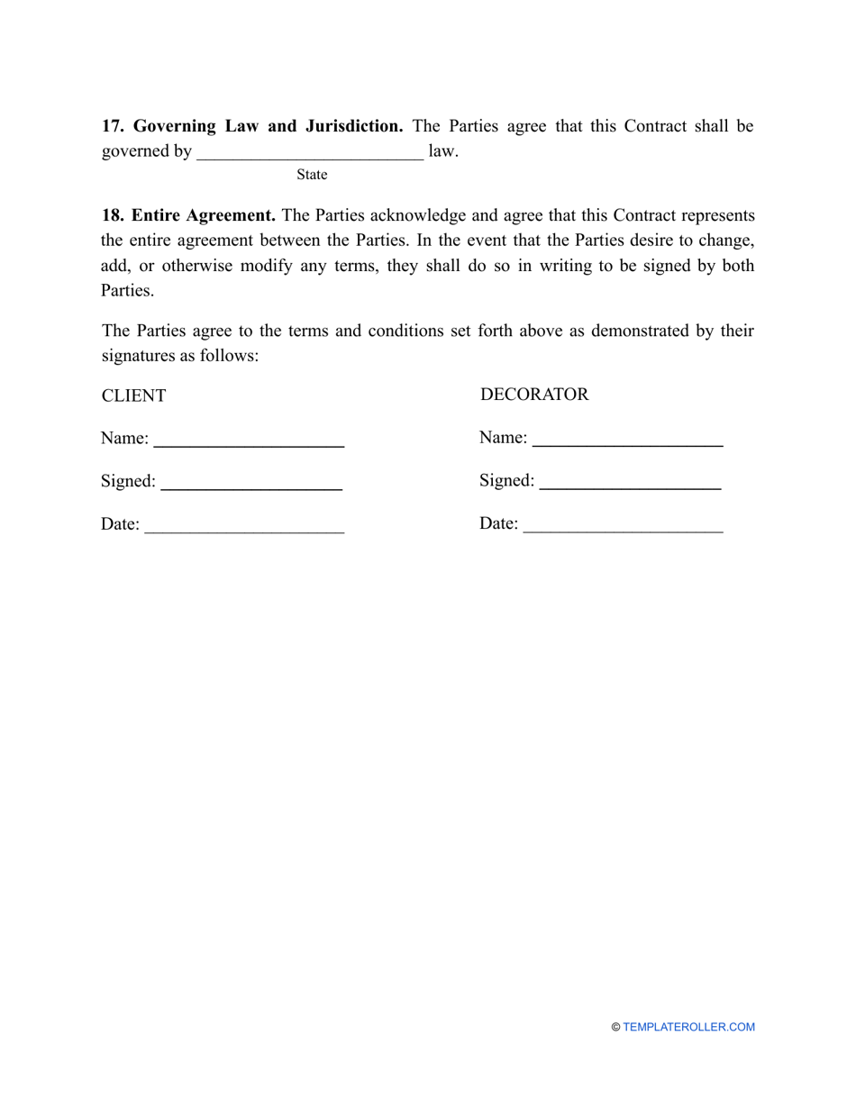 Decorating Contract Template Fill Out Sign Online and Download PDF