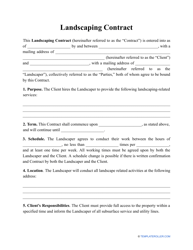 Document preview: Landscaping Contract Template