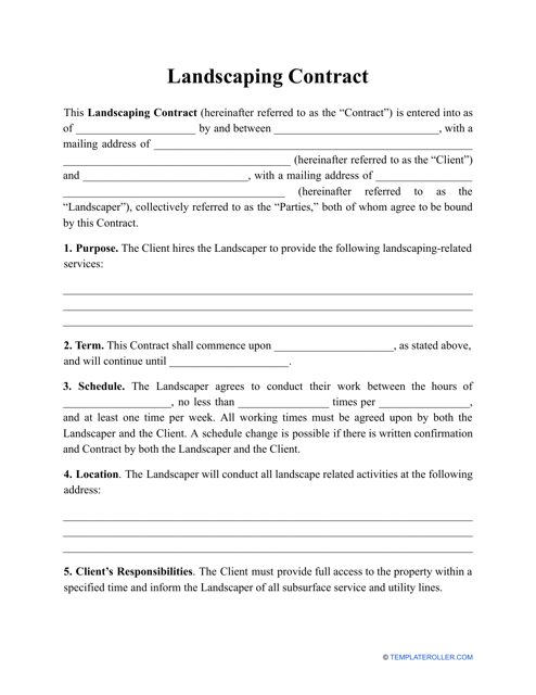 Landscaping Contract Template Word