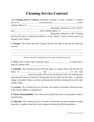 &quot;Cleaning Service Contract Template&quot;