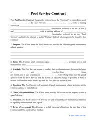 Pool Service Contract Template