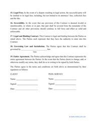 Pool Service Contract Template, Page 3