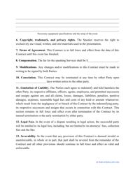 Speaker Contract Template, Page 2