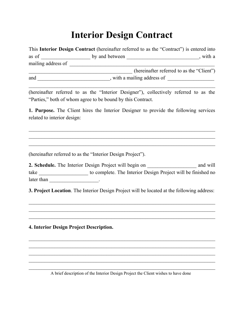 Interior Design Contract Template Fill Out, Sign Online and Download