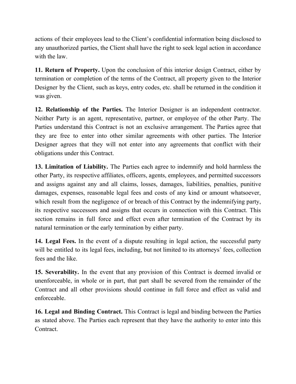 Interior Design Contract Template, Page 3