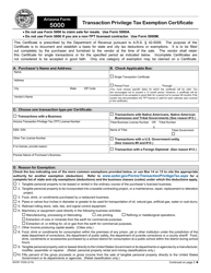 Arizona Form 5000 (ADOR10308) &quot;Transaction Privilege Tax Exemption Certificate&quot; - Arizona