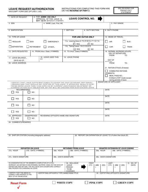 NAVCOMPT Form 3065  Printable Pdf