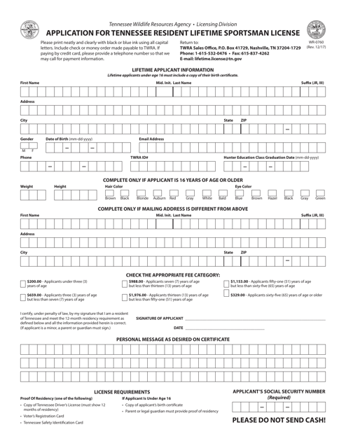 Form WR-0760  Printable Pdf