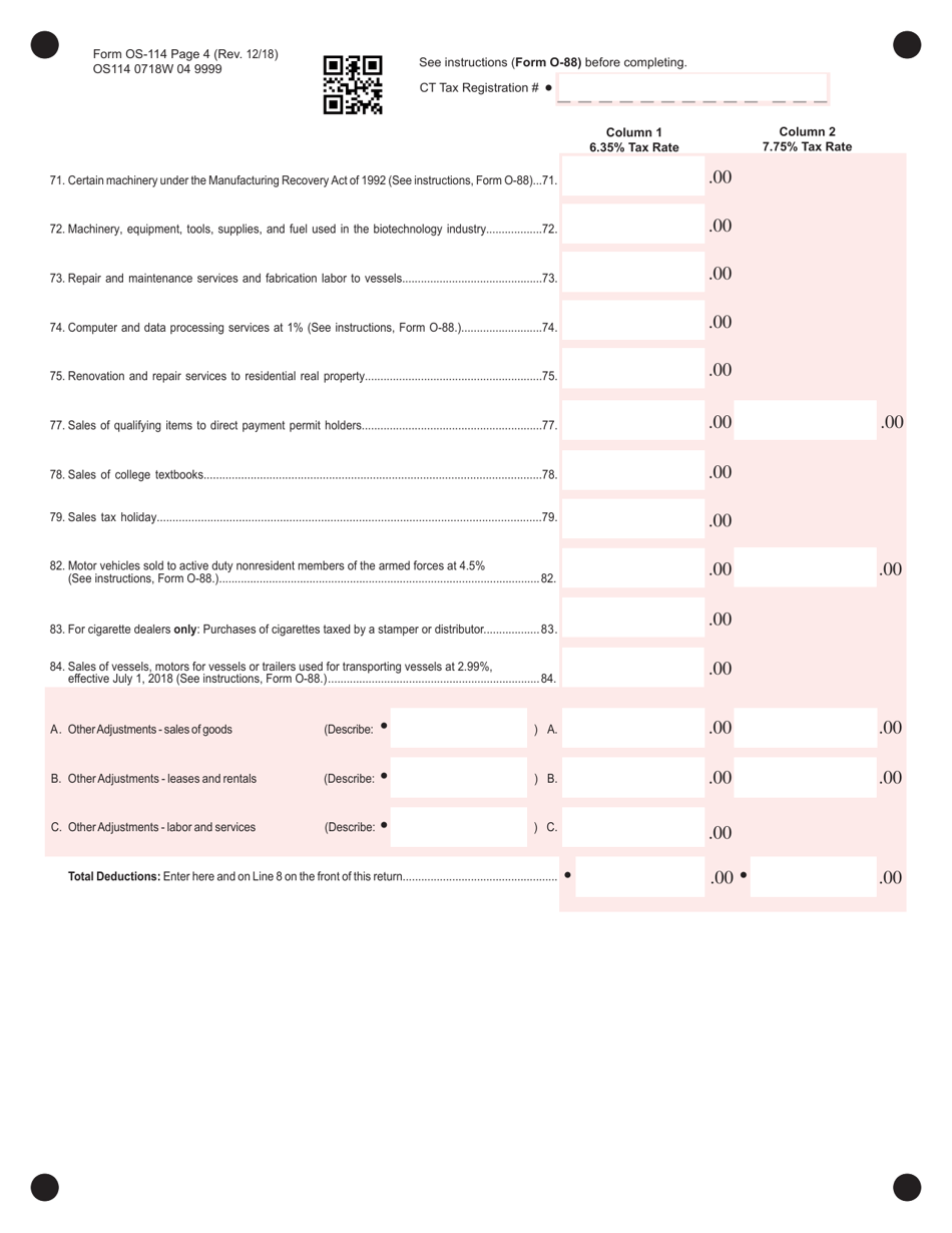 Form OS-114 (SUT) Connecticut Sales and Use Tax Return - Connecticut, Page 4