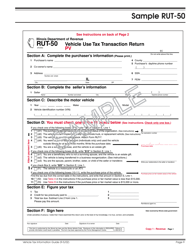 Sample Form RUT-50 &quot;Vehicle Use Tax Transaction Return&quot; - Illinois