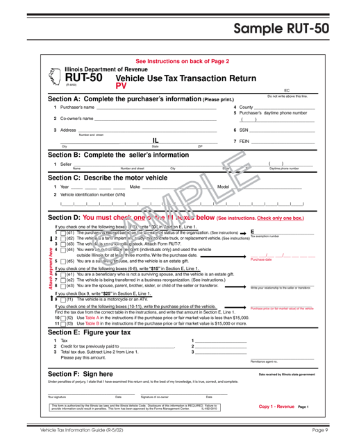 Sample Form RUT50 Download Printable PDF or Fill Online Vehicle Use
