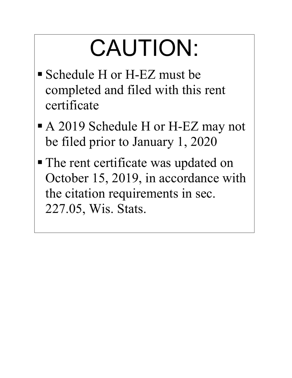Form I-017 Rent Certificate - Wisconsin, Page 1