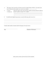 Application and Declaration for Ex Parte Hearing - City and County of San Francisco, California, Page 2